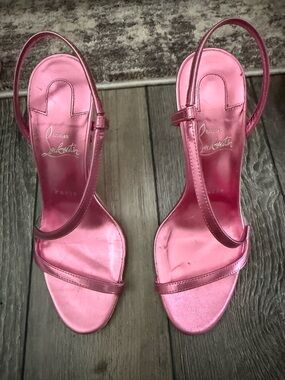Christian Louboutin Metallic Pink Slingback Heels